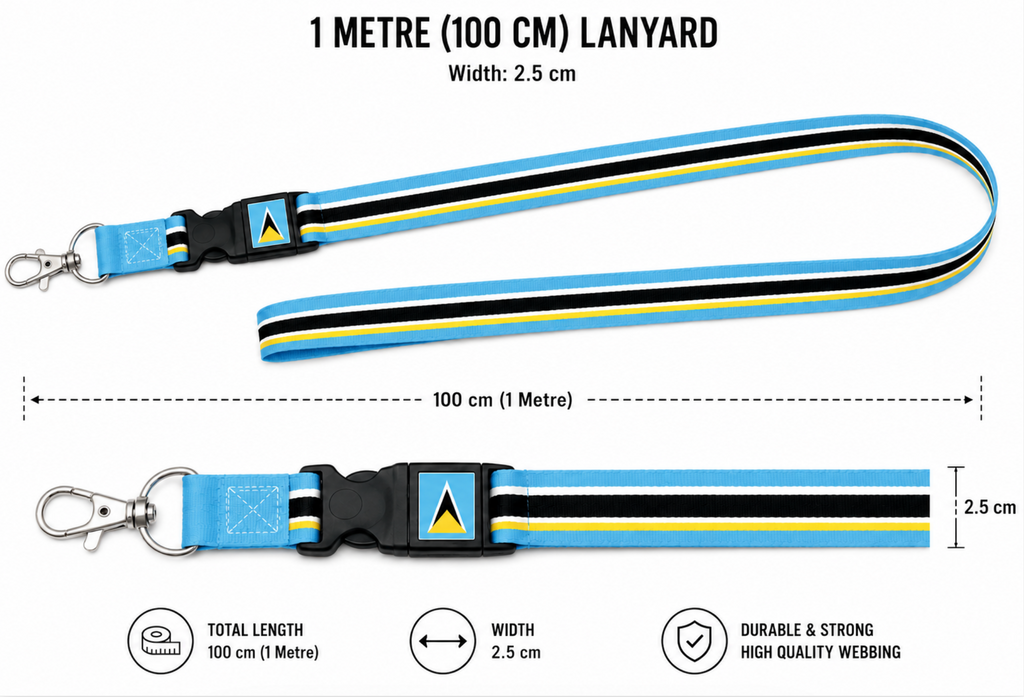 Saint Lucia Flag Lanyard | Premium 100cm