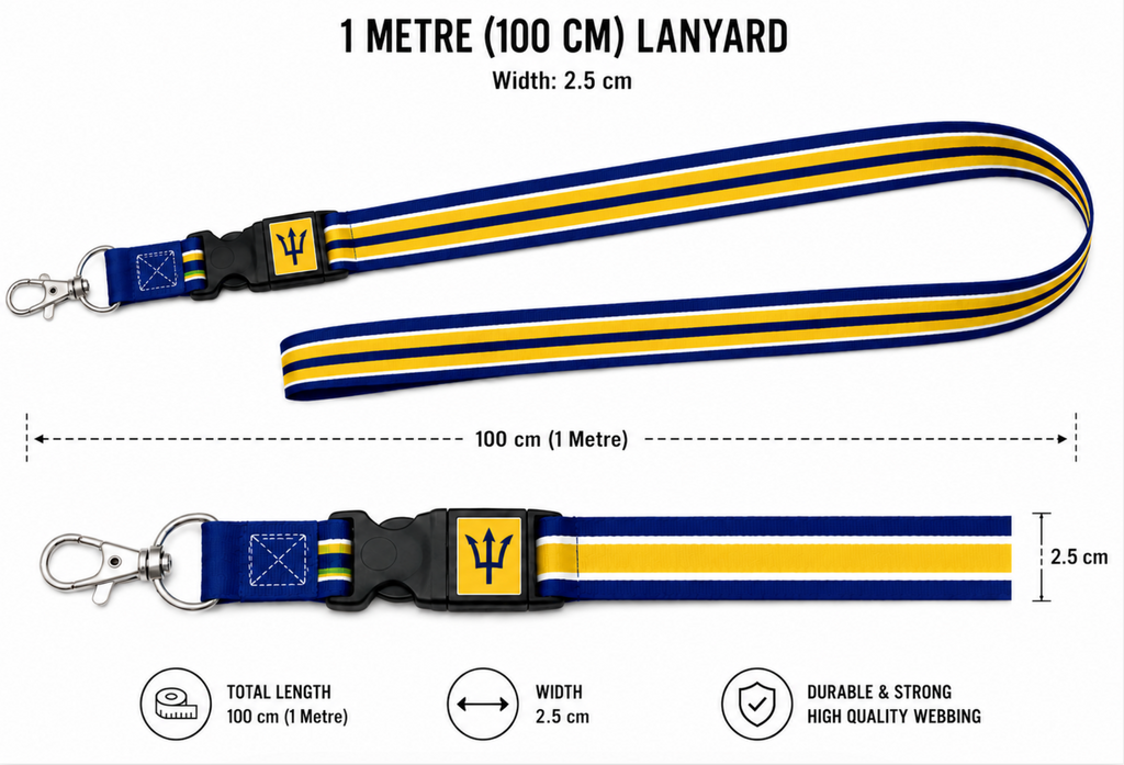 Barbados Flag Lanyard | Premium 100cm