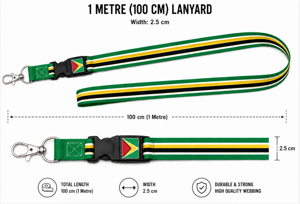Guyana Flag Lanyard | Premium 100cm